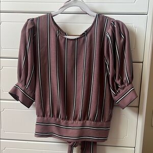 Tie Front Blouse with Puff Sleeves